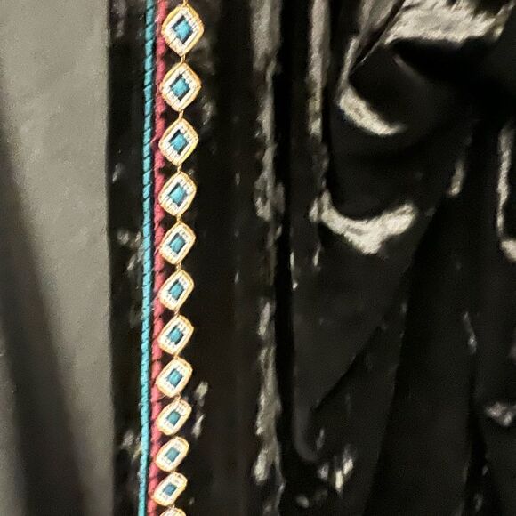 Bohemian est.1946 velvety open embroidered cardigan. Size Medium. - Picture 4 of 7